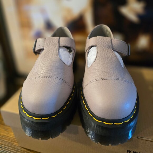 Dr Martens Bethan T-Bar Platform Shoe Vintage Taupe Pisa Women's Size 10 US NEW - Picture 5 of 10